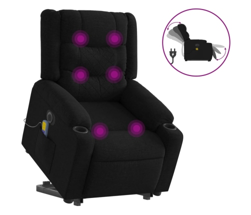 Sillón de masaje eléctrico reclinable elevable tela negro