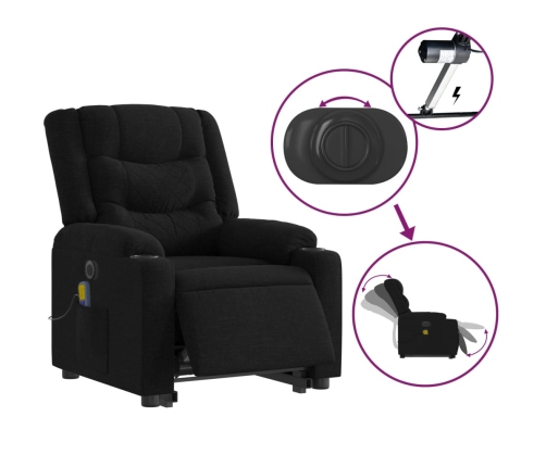 Sillón de masaje eléctrico reclinable elevable tela negro