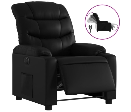 Sillón reclinable eléctrico de cuero sintético negro