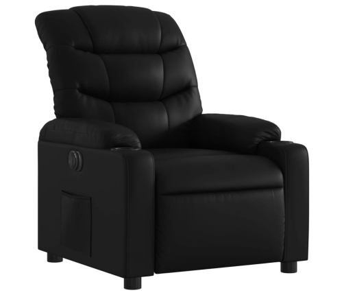 Sillón reclinable eléctrico de cuero sintético negro