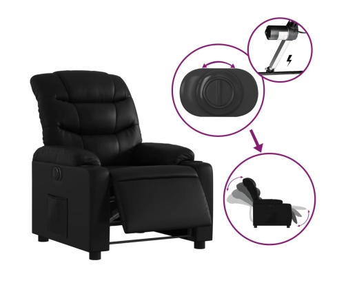 Sillón reclinable eléctrico de cuero sintético negro