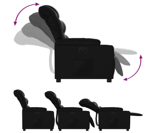 Sillón reclinable eléctrico de cuero sintético negro