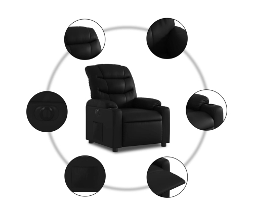 Sillón reclinable eléctrico de cuero sintético negro