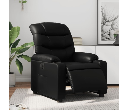 Sillón reclinable eléctrico de cuero sintético negro