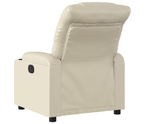 Sillón reclinable eléctrico de cuero sintético crema