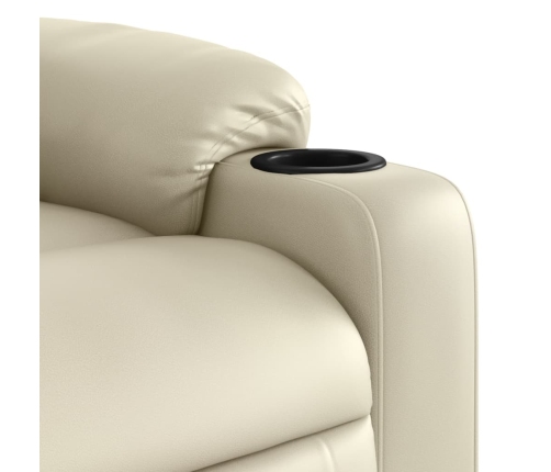 Sillón reclinable eléctrico de cuero sintético crema