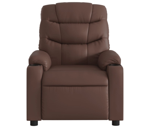 Sillón reclinable eléctrico de cuero sintético marrón