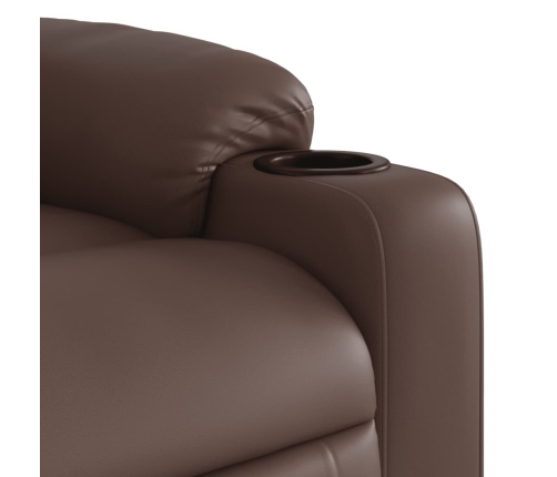 Sillón reclinable eléctrico de cuero sintético marrón