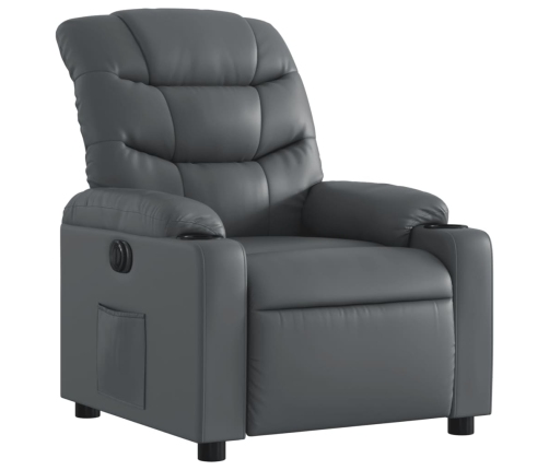 Sillón reclinable eléctrico de cuero sintético gris