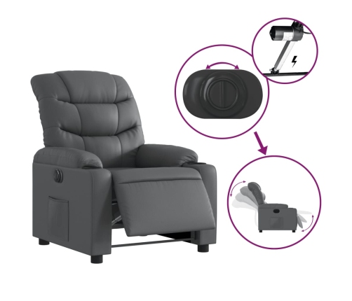 Sillón reclinable eléctrico de cuero sintético gris