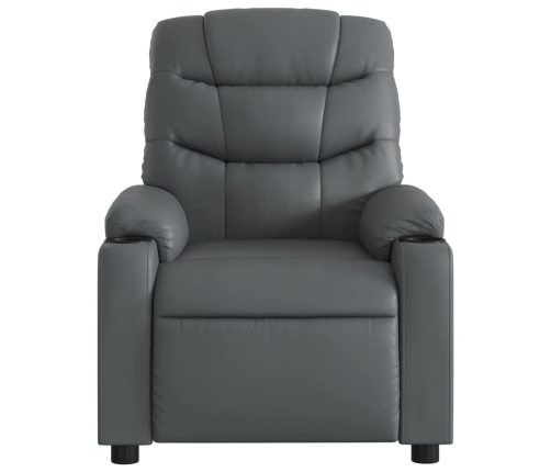 Sillón reclinable eléctrico de cuero sintético gris