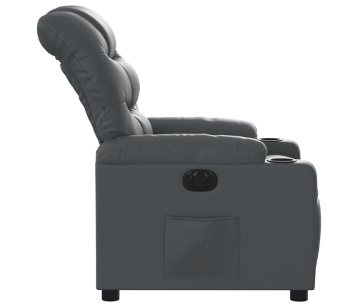 Sillón reclinable eléctrico de cuero sintético gris