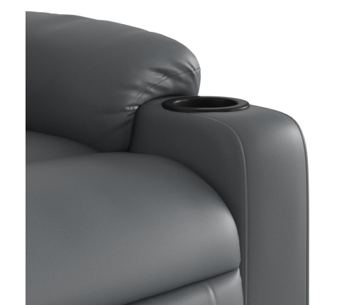 Sillón reclinable eléctrico de cuero sintético gris