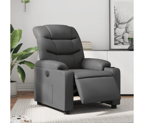 Sillón reclinable eléctrico de cuero sintético gris