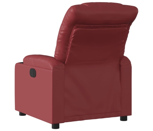 Sillón reclinable eléctrico de cuero sintético rojo tinto