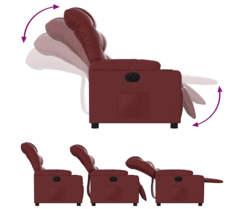 Sillón reclinable eléctrico de cuero sintético rojo tinto