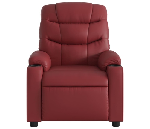 Sillón reclinable eléctrico de cuero sintético rojo tinto