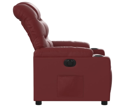 Sillón reclinable eléctrico de cuero sintético rojo tinto