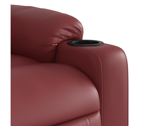 Sillón reclinable eléctrico de cuero sintético rojo tinto