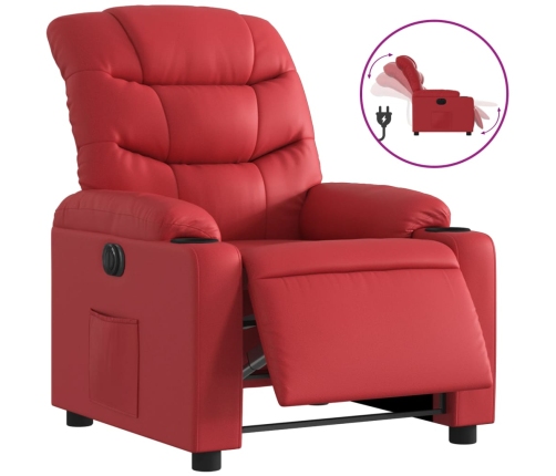 Sillón reclinable eléctrico de cuero sintético rojo