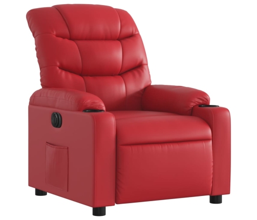 Sillón reclinable eléctrico de cuero sintético rojo