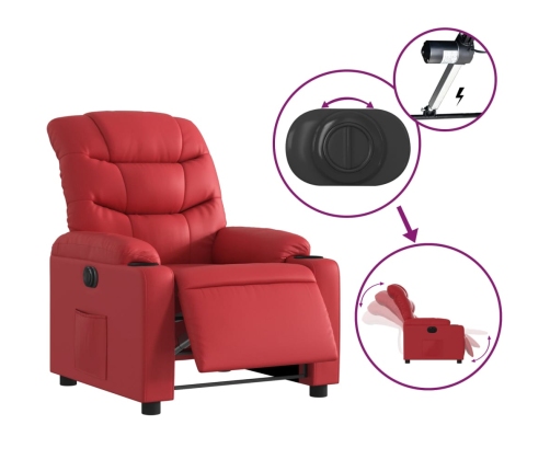 Sillón reclinable eléctrico de cuero sintético rojo