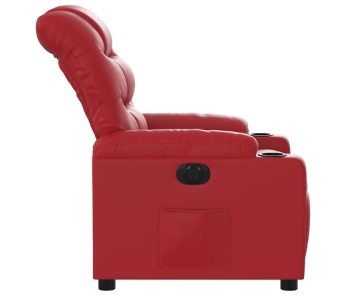 Sillón reclinable eléctrico de cuero sintético rojo