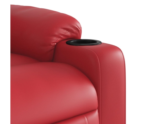 Sillón reclinable eléctrico de cuero sintético rojo