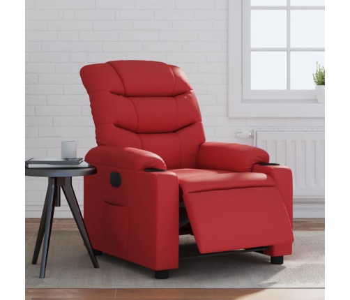 Sillón reclinable eléctrico de cuero sintético rojo