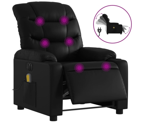 Sillón de masaje reclinable eléctrico cuero sintético negro