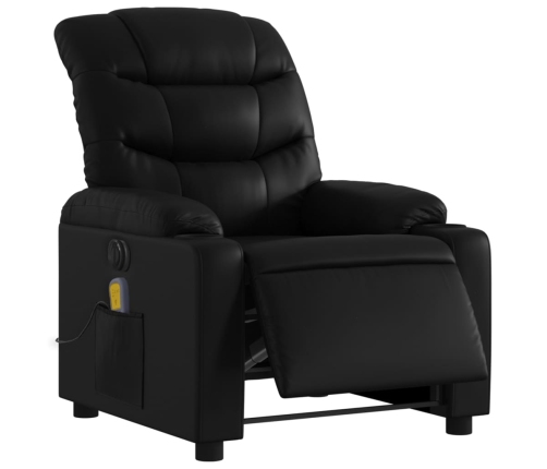 Sillón de masaje reclinable eléctrico cuero sintético negro