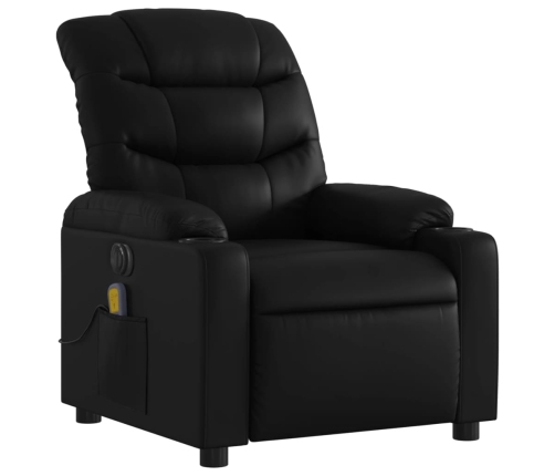 Sillón de masaje reclinable eléctrico cuero sintético negro