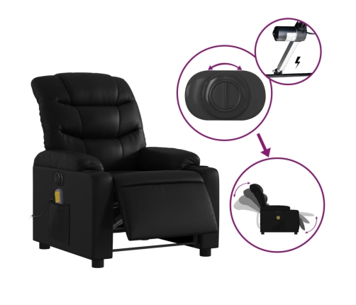 Sillón de masaje reclinable eléctrico cuero sintético negro