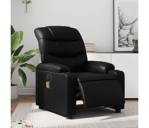 Sillón de masaje reclinable eléctrico cuero sintético negro