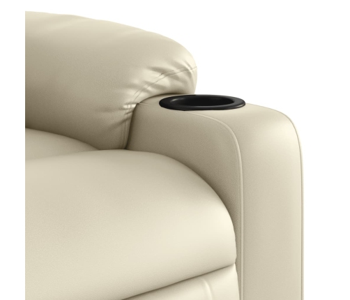 Sillón de masaje reclinable eléctrico cuero sintético crema