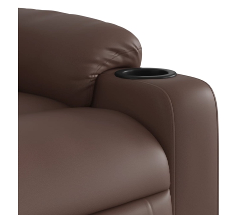 Sillón de masaje reclinable eléctrico cuero sintético marrón