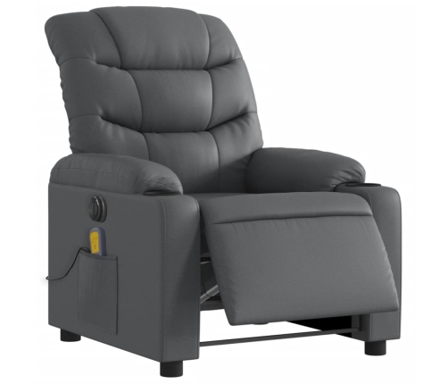 Sillón de masaje reclinable eléctrico cuero sintético gris