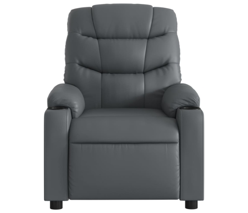 Sillón de masaje reclinable eléctrico cuero sintético gris