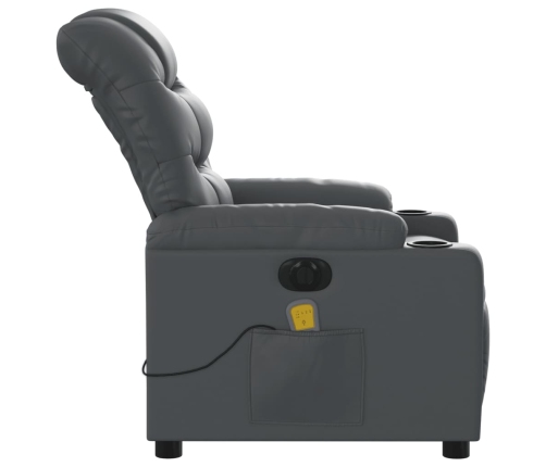 Sillón de masaje reclinable eléctrico cuero sintético gris