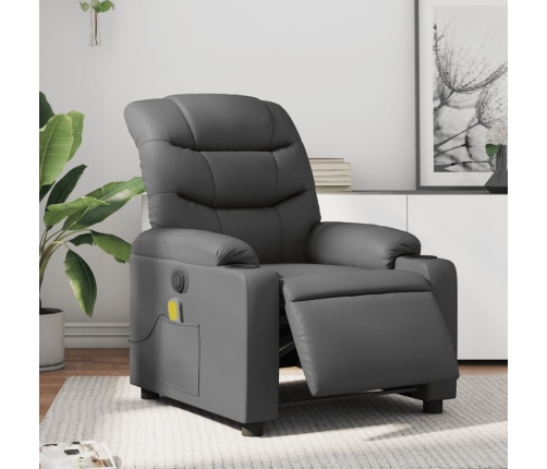 Sillón de masaje reclinable eléctrico cuero sintético gris