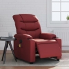 Sillón masaje reclinable eléctrico cuero sintético rojo tinto