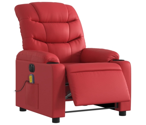 Sillón de masaje reclinable eléctrico de cuero artificial rojo