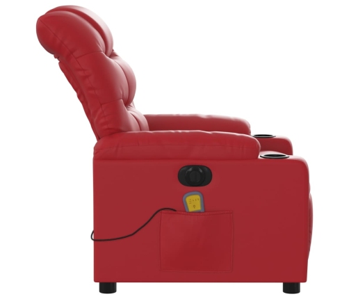 Sillón de masaje reclinable eléctrico de cuero artificial rojo