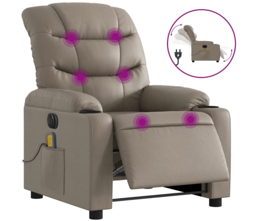 Sillón reclinable de masaje eléctrico cuero sintético capuchino