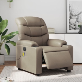 Sillón reclinable de masaje eléctrico cuero sintético capuchino