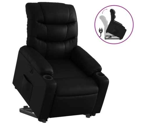 Sillón reclinable elevable cuero artificial negro