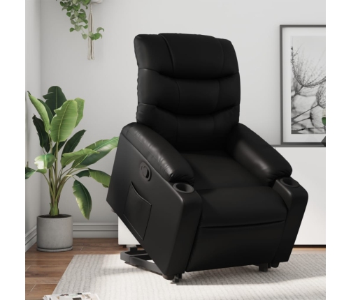 Sillón reclinable elevable cuero artificial negro