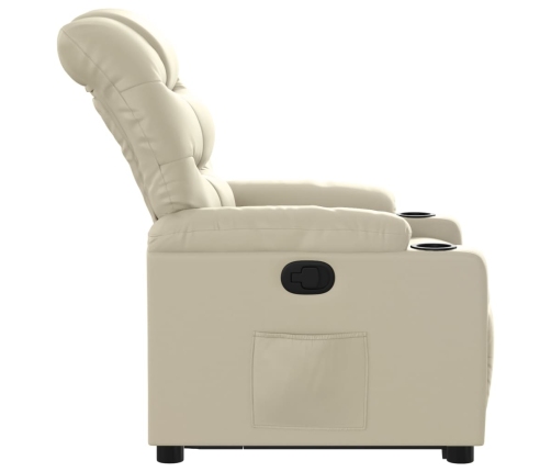 Sillón reclinable elevable cuero artificial color crema