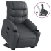 Sillón reclinable elevable cuero artificial gris