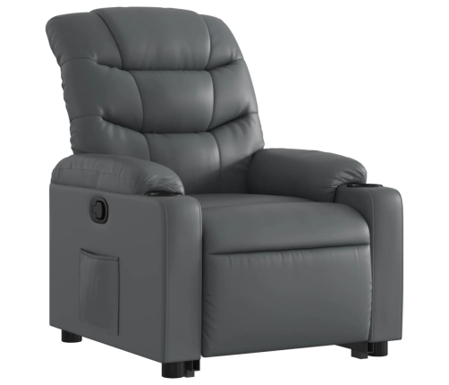 Sillón reclinable elevable cuero artificial gris